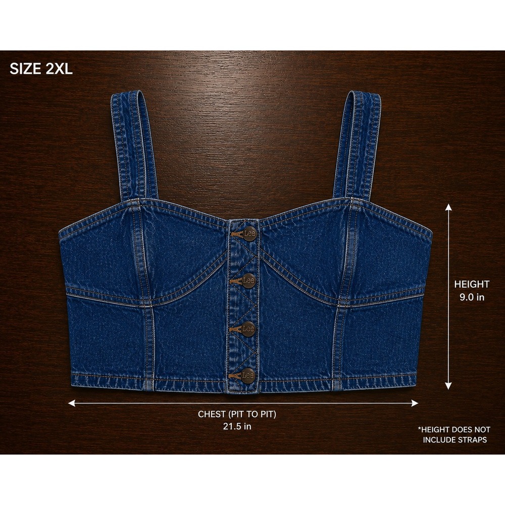 Lee x Kacey Musgraves Denim Corset Top Dark Wash Button Front Bustier XXL NWT - Picture 4 of 6